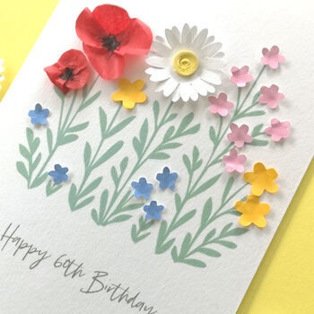 Happy Birthday Paper Wild Flower Card, 3 of 7
