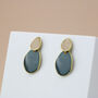 Taupe And Teal Abstract Drop Earrings, thumbnail 3 of 4
