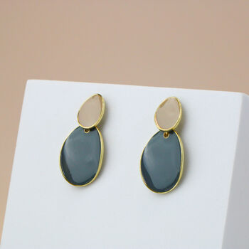 Taupe And Teal Abstract Drop Earrings, 3 of 4