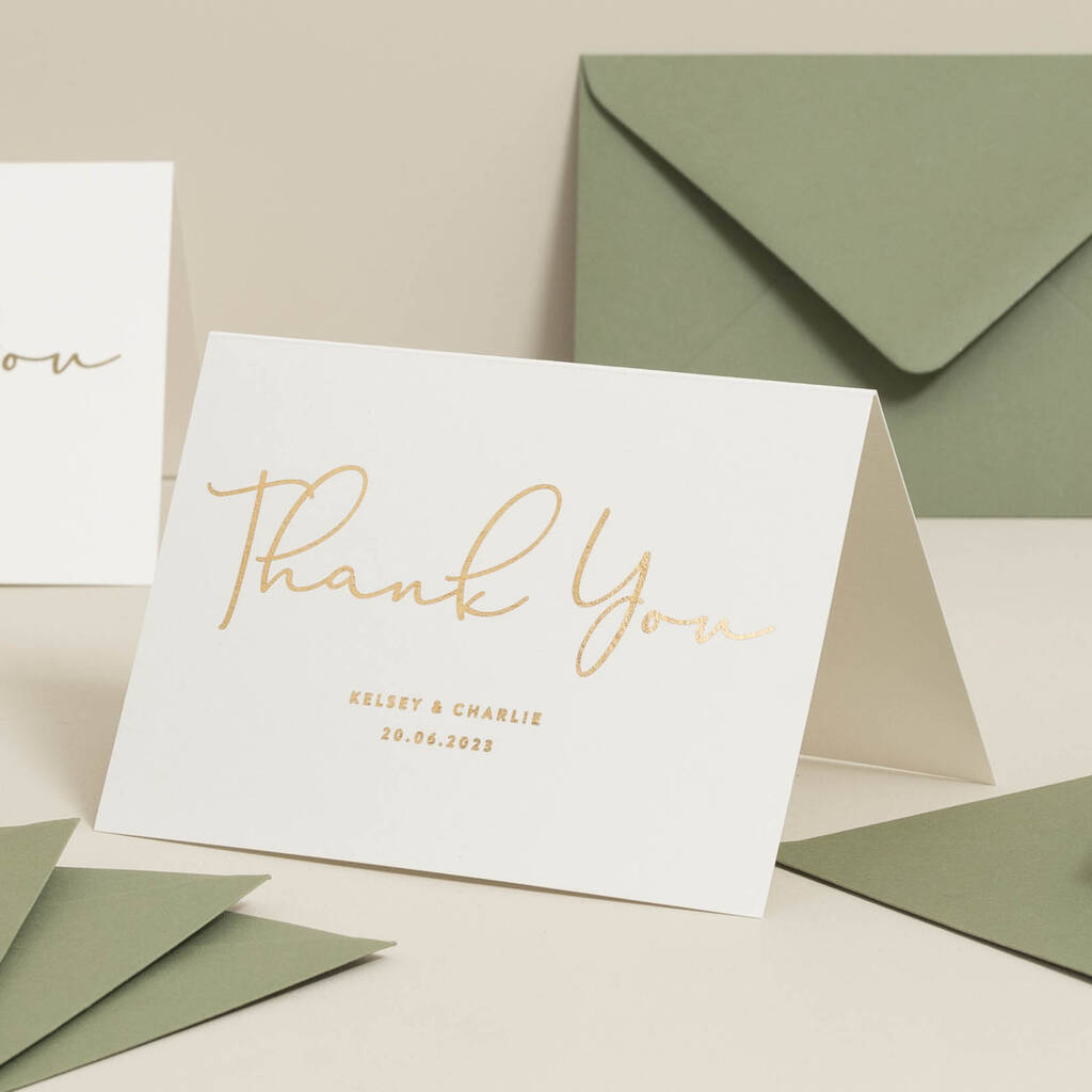 Personalised Gold Foil Thank You Card By Twist Stationery ...