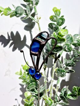 Blue Glass Dragonfly Plant Stake, 3 of 3