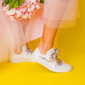 Custom Converse Wedding Shoes With Pearls, 3 of 4