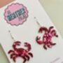 Red Crab Resin Glitter Earrings / Cancer Zodiac Jewellery / Gift For Crab Lovers, thumbnail 4 of 5