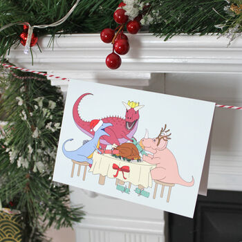 Dinner Dinosaur Christmas Card, 2 of 3