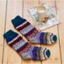 Woollen Fairisle Socks Blue, Red And Yellow, thumbnail 2 of 2