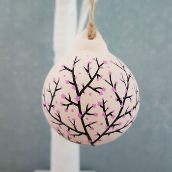 Cherry Blossom Hand Painted Ceramic Bauble, 5 of 5