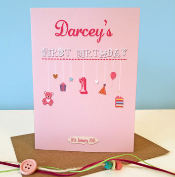 1st Birthday Personalised Card Girl Or Boy, 4 of 6