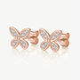 Rose Gold Or Silver Butterfly Stud Earrings With Stones, thumbnail 2 of 6