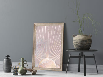 Two Boho Sun Pink Gold Bohemian Wall Art Prints, 5 of 6