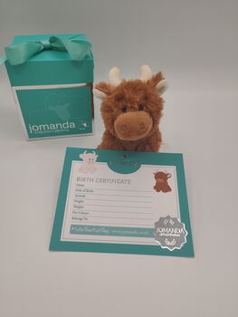 Personalised Highland Brown Cow Soft Toy, Gift Boxed, 10 of 12