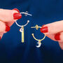 Mismatched Moon And Star Charm Hoop Earrings, thumbnail 2 of 6