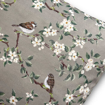 Luxury Soft Velvet Cushion Orchard Blossom Taupe, 4 of 5