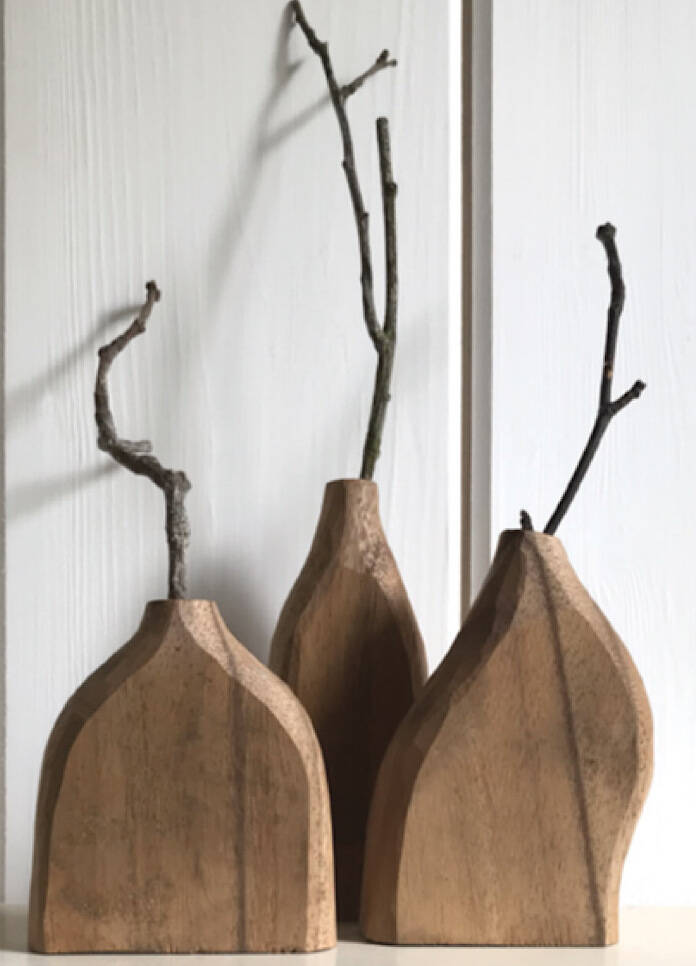 Hand Carved, Dark Wood Vase By Liberty Bee