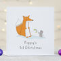 Baby's First Christmas Personalised Fox And Mouse Card, thumbnail 1 of 2