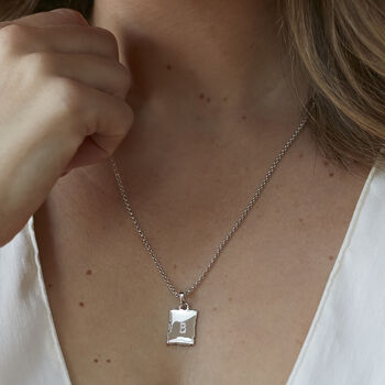 Initial Tag Necklace In Silver Or Gold Vermeil, 2 of 5