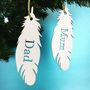 Personalised Memorial Name Feather Christmas Decoration, thumbnail 1 of 3