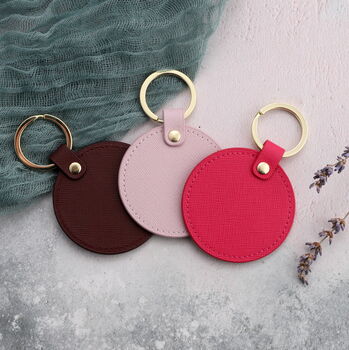 Personalised Initial Leather Round Key Ring, 6 of 8