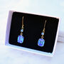 Sapphire Blue Vintage Crystal Leverback Earrings, thumbnail 4 of 8