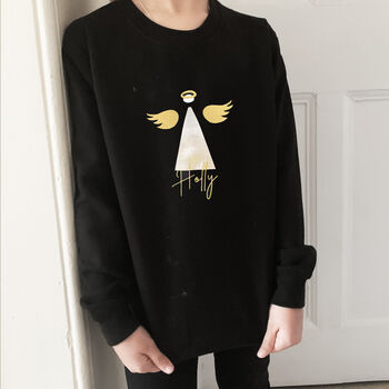 Kids Personalised Angel Christmas Sweatshirt, 2 of 3