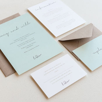 Love Letter Wedding Invitation / Duck Egg Blue, 3 of 3