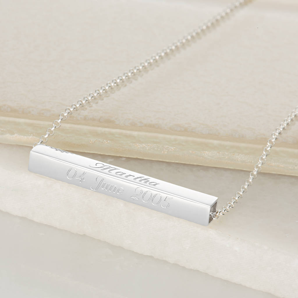 Engraved Sterling Silver Slider Necklace By Lily Charmed