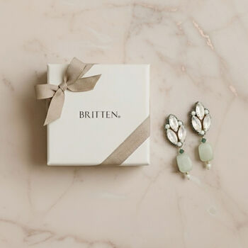 Green Opal And Gold Semi Precious Bridal Earrings – Brynn, 5 of 6