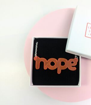 Nope Necklace Acrylic Silver Plated Chain Pick Colour, 2 of 6