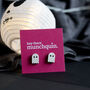 Cute, Retro Ghosts Wooden Stud Earrings, thumbnail 1 of 3
