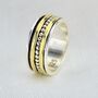Silver And Brass Beaded Spinner Ring, thumbnail 2 of 6