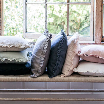 Oli Ruffle Linen Cushion Silver Grey, 4 of 8