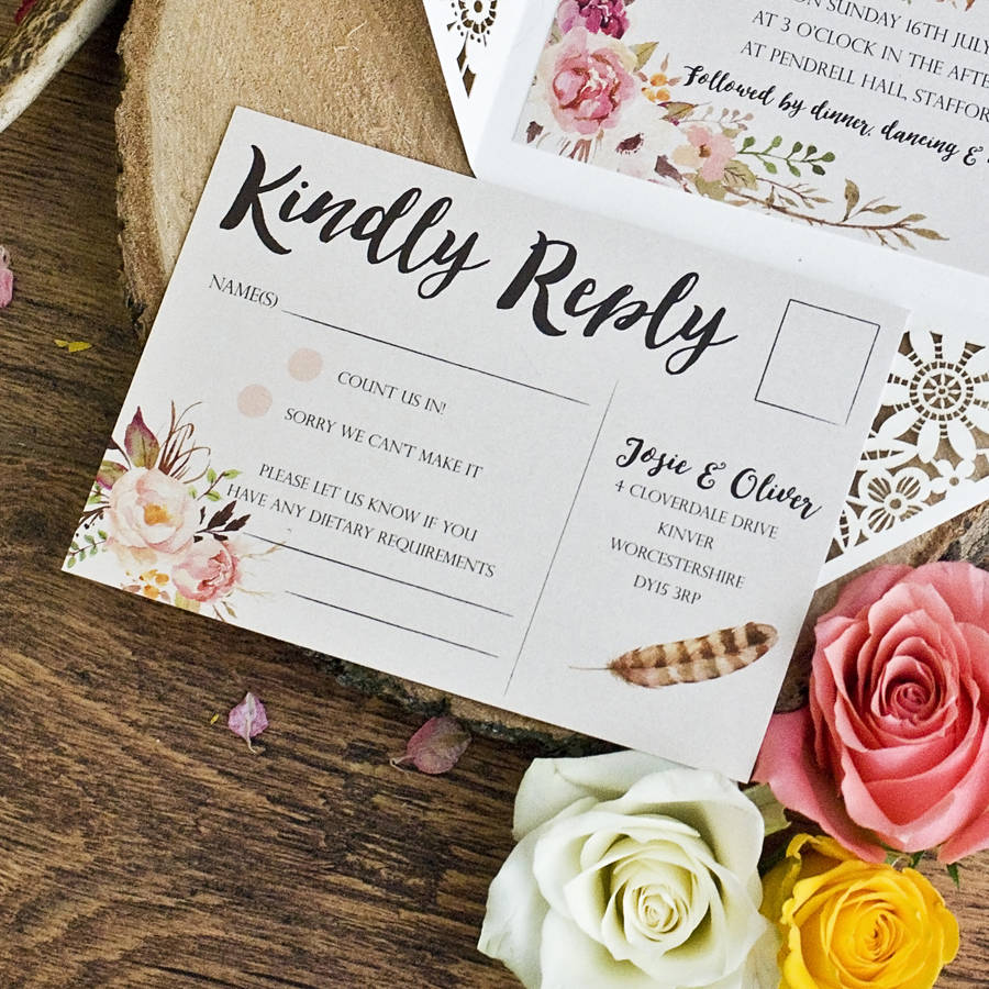 peony floral design laser cut wedding invitation by peach