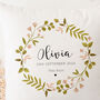 Personalised Floral Wreath Baby Cushion, thumbnail 2 of 3