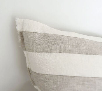 Linen Stripe Cushion Cover, Soft Natural, 2 of 5