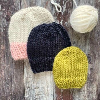 Classic Merino Wool Beanie Hat Diy Knitting Kit, 3 of 6