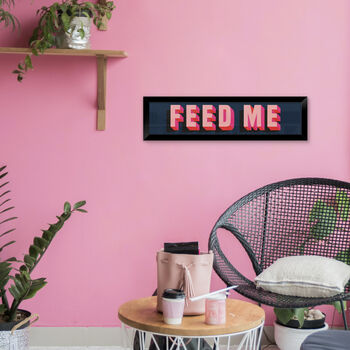 'Feed Me' Pink And Blue Funny Framed Landscape Print, 3 of 6