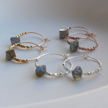 14ct Gold Filled And Vermeil Labradorite Hoops, 7 of 11