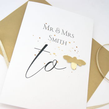 Mr And Mrs To Be Bee Wedding Card, 3 of 7