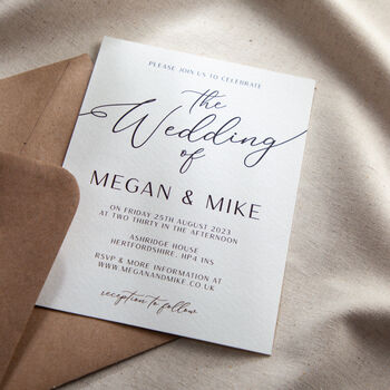 Simple Elegance Wedding Invitation And Envelope, 3 of 5