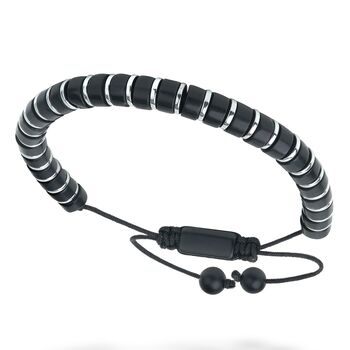 Men's Personalised Engraved Black Onyx And Silver Hematite Bracelet – Artisan Jewellery, 6 of 9