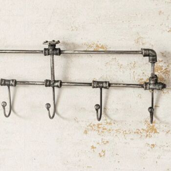 Metal Coat Rack Wall Mounted Pipe Hooks Home Storage, 4 of 11