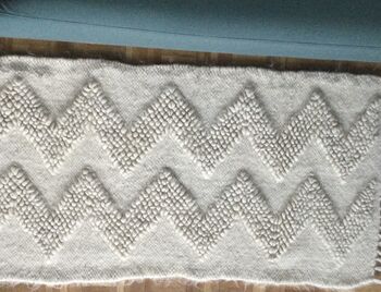 Scandinavian Style Zig Zag White Rug Wool Hand Loom, 9 of 12