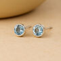 Sterling Silver March Aquamarine Birthstone Stud Earrings, thumbnail 3 of 5