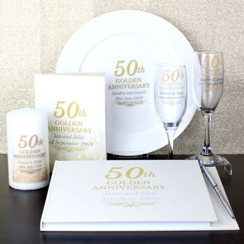 Personalised 50th Golden Anniversary Guest Book And Pen, 5 of 8