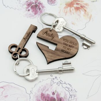 Personalised Key To My Heart Keyring Set Of Two, 3 of 3