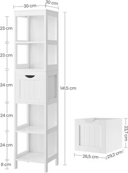 High Cabinet Bathroom Storage Removable Drawers, 11 of 12