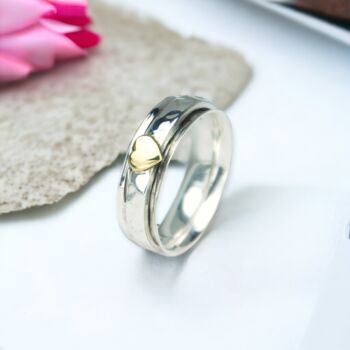 Personalised Heart Spinner Ring In Sterling Silver, 2 of 12