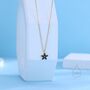 Tiny Black Cz Flower Necklace In Sterling Silver, thumbnail 2 of 12