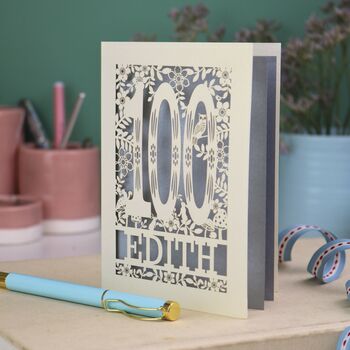 Personalised 100th Birthday Card Papercut Woodland Design, 2 of 7