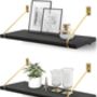 Set Of Two Black Wall Mounted Shelves With Brackets, thumbnail 7 of 8