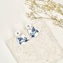 Blue And White Floral Handmace Statement Earrings, thumbnail 3 of 5